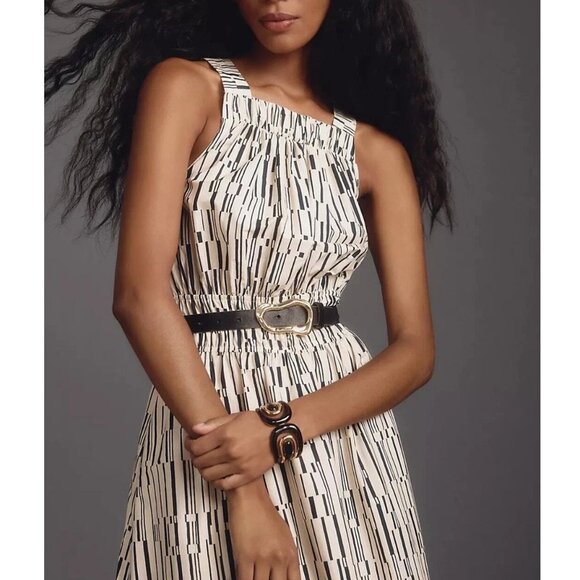 Anthropologie The Somerset Maxi Dress: Poplin Halter Edition Neutral Pattern 3X - Picture 2 of 14